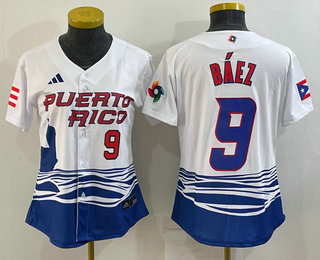 Women's Puerto Rico Baseball #9 Javier Baez Number White 2023 World Baseball Classic Stitched Jersey,We sell and wholesale Women's Puerto Rico Baseball #9 Javier Baez Number White 2023 World Baseball Classic Stitched Jersey on line form chian!